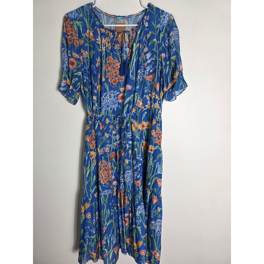 J McLaughlin Lillie Madera Dress Silk Blend Floral Flutter Flora